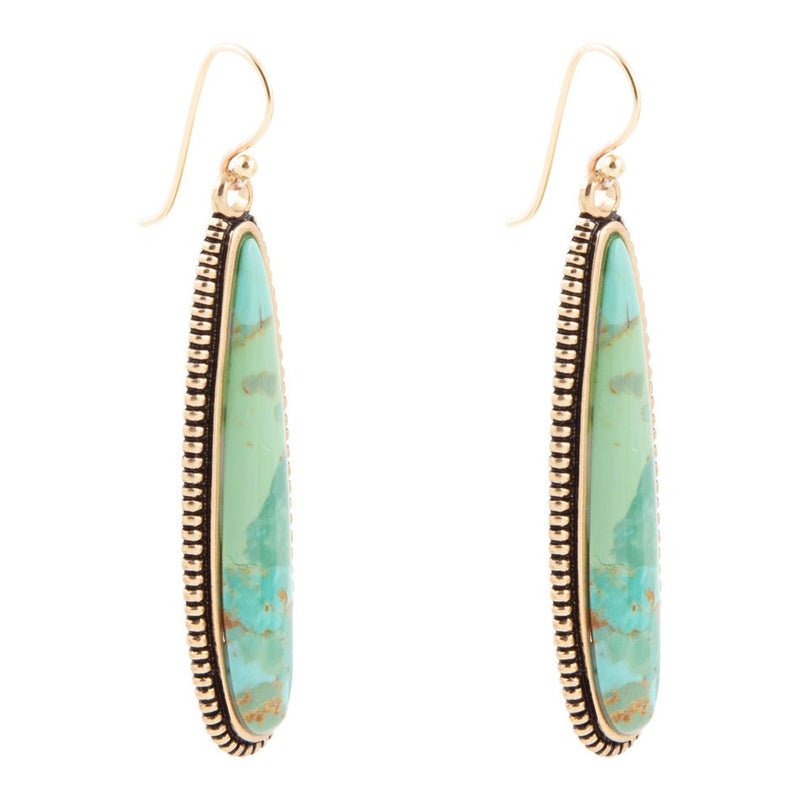 Corinth Blue Turquoise and Golden Elongated Earrings - Barse Jewelry