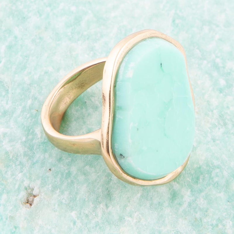 Cyan Chrysoprase Golden Bronze Ring - Barse Jewelry