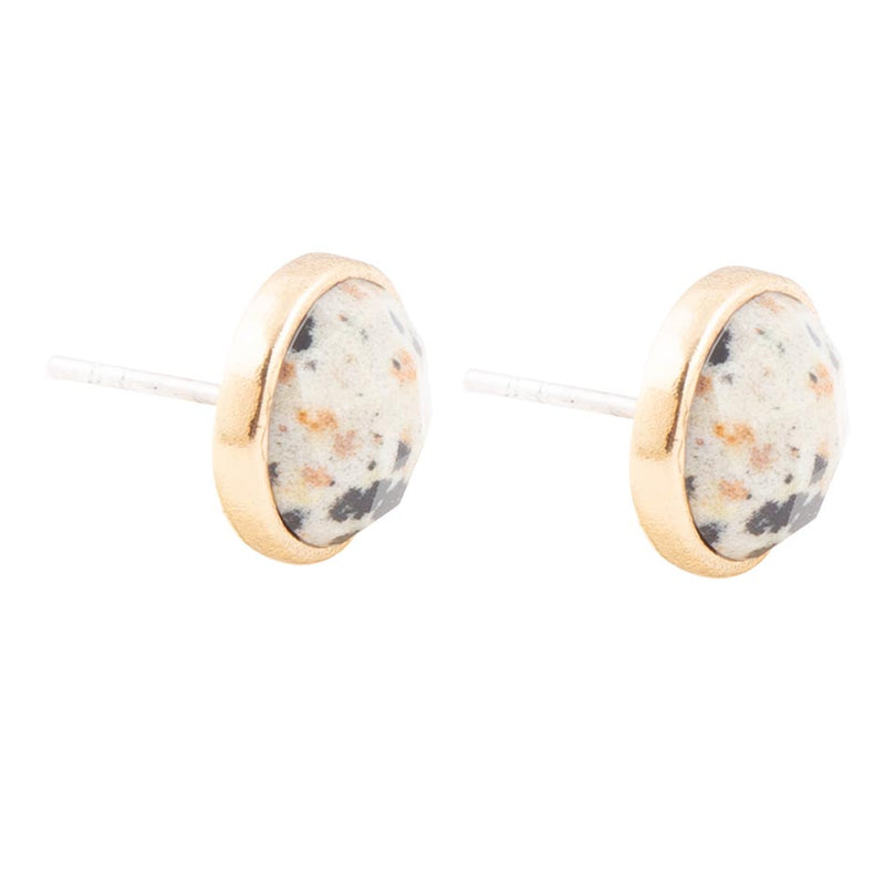 Dalmatian Jasper Golden Post Earrings - Barse Jewelry