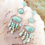 Deco Green Turquoise and Sterling Silver Chandelier Earrings - Barse Jewelry