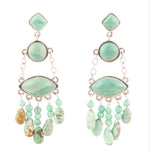 Deco Green Turquoise and Sterling Silver Chandelier Earrings - Barse Jewelry