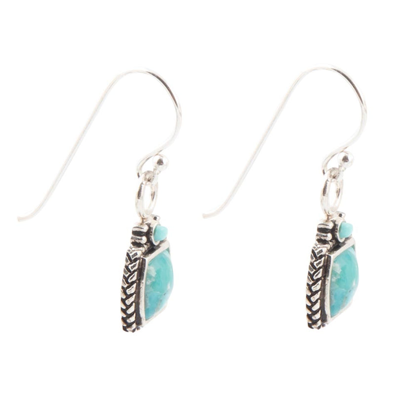 Delicately Detailed Blue Turquoise and Sterling Silver Earrings - Barse Jewelry