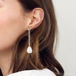 Drops of White Mother of Pearl Golden Linear Earrings - Barse Jewelry