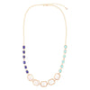 Dual Color Blue Lapis, Turquoise and Mother of Pearl Golden Necklace - Barse Jewelry