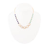 Dual Color Blue Lapis, Turquoise and Mother of Pearl Golden Necklace - Barse Jewelry