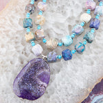 Dusty Purple Agate and Silver Statement Necklace - Barse Jewelry