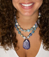 Dusty Purple Agate and Silver Statement Necklace - Barse Jewelry