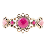 Embellished Pink Quartz Golden Cuff Bracelet - Barse Jewelry