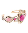 Embellished Pink Quartz Golden Cuff Bracelet - Barse Jewelry