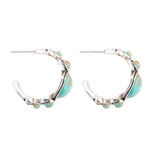 Emile Blue Turquoise Sterling Hoop Earrings - Barse Jewelry