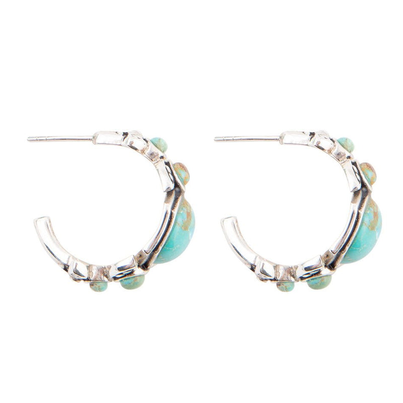 Emile Blue Turquoise Sterling Hoop Earrings - Barse Jewelry