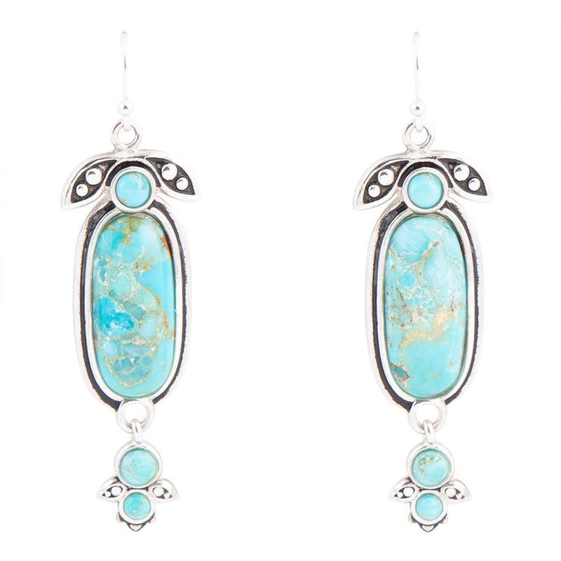 Emile Blue Turquoise Sterling Silver Dangle Earrings - Barse Jewelry