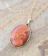 Enchanted Salmon Jasper Golden Pendant Necklace - Barse Jewelry