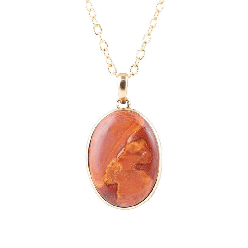 Enchanted Salmon Jasper Golden Pendant Necklace - Barse Jewelry