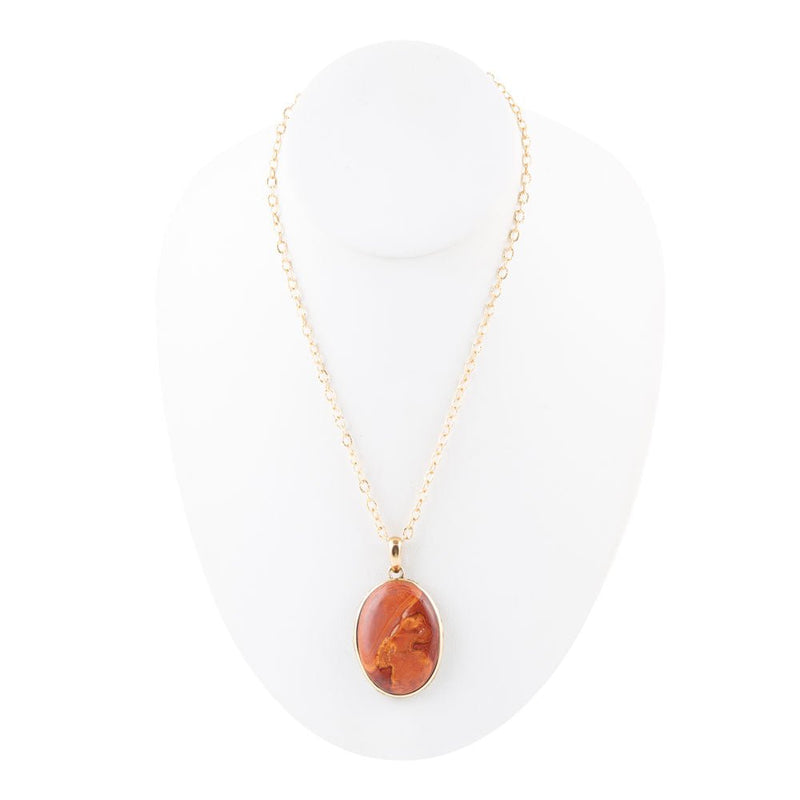 Enchanted Salmon Jasper Golden Pendant Necklace - Barse Jewelry