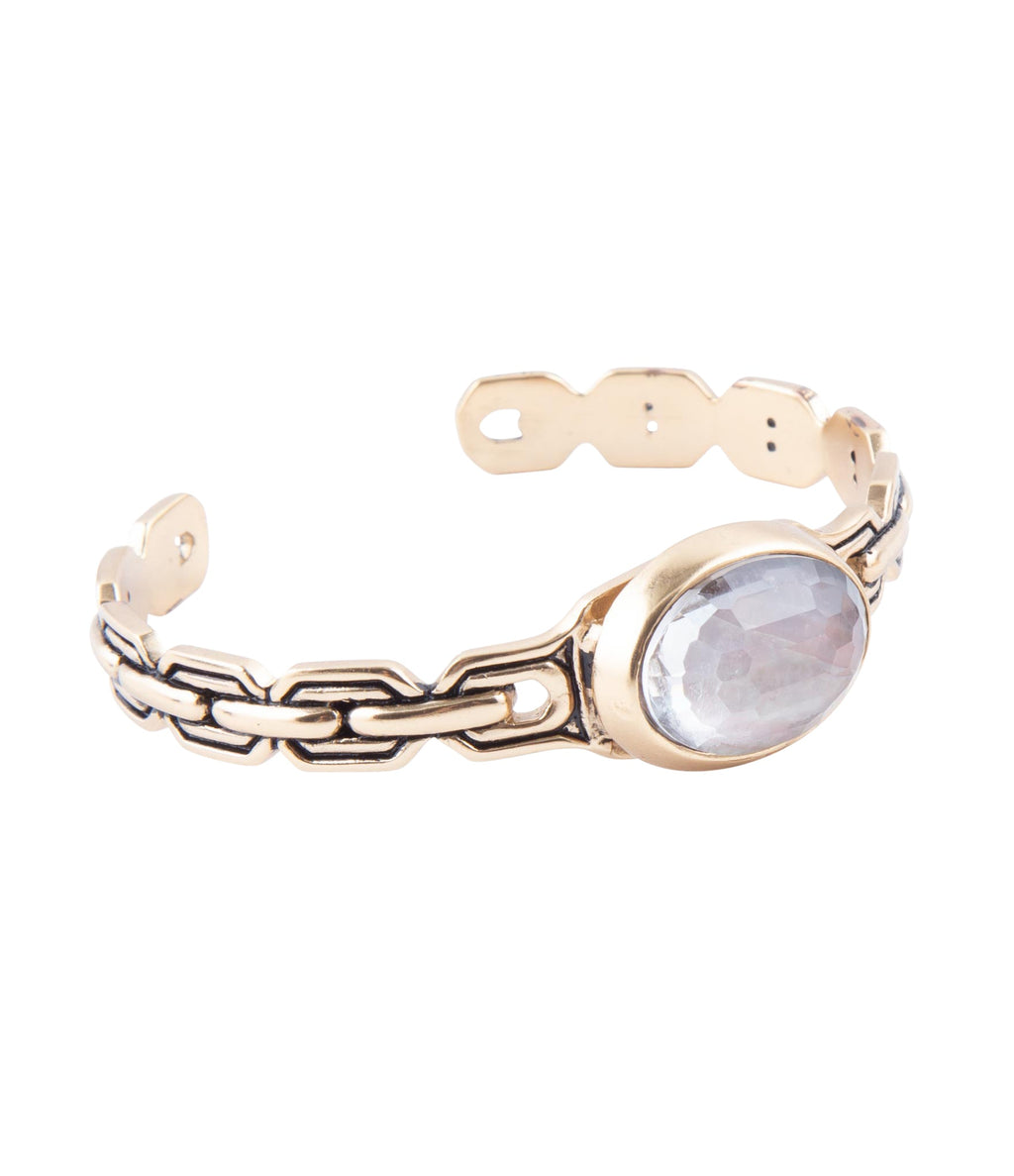 Etto Black Mother of Pearl Golden Cuff Bracelet - Barse Jewelry