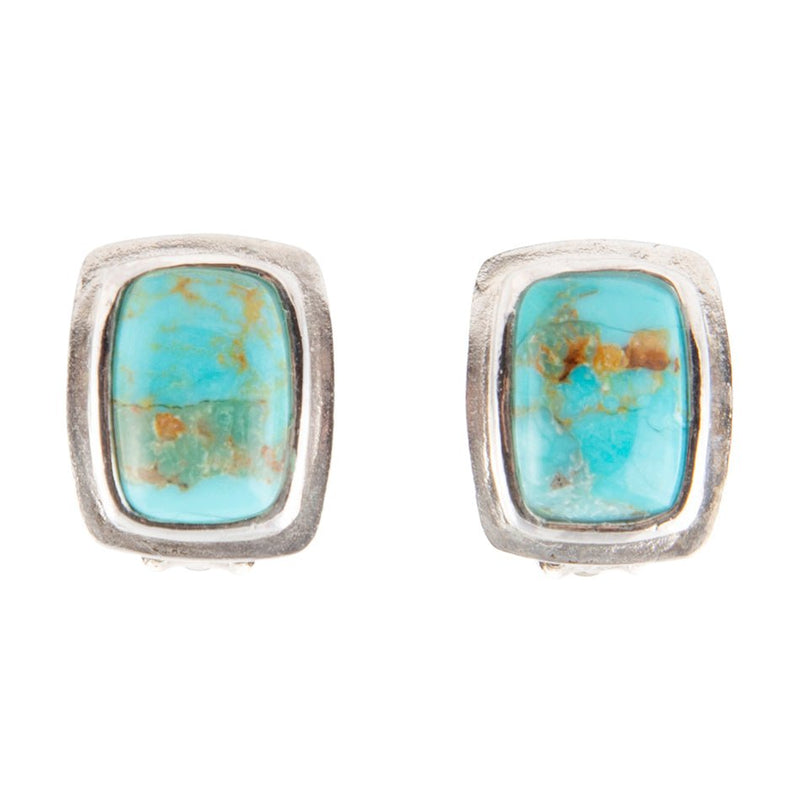 Fiji Isles Blue Turquoise Sterling Silver Clip Earrings - Barse Jewelry