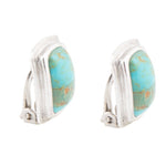 Fiji Isles Blue Turquoise Sterling Silver Clip Earrings - Barse Jewelry