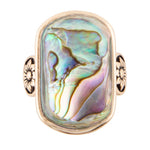 Floral Bloom Blue Abalone Golden Statement Ring - Barse Jewelry