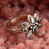 Floral Blue Abalone Golden Bronze Ring - Barse Jewelry