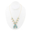 Floral Statement Blue Turquoise Golden Necklace - Barse Jewelry