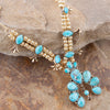 Floral Statement Blue Turquoise Golden Necklace - Barse Jewelry