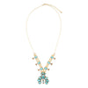 Floral Statement Blue Turquoise Golden Necklace - Barse Jewelry