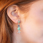 Floral Turquoise and Sterling Silver Drop Earrings - Barse Jewelry