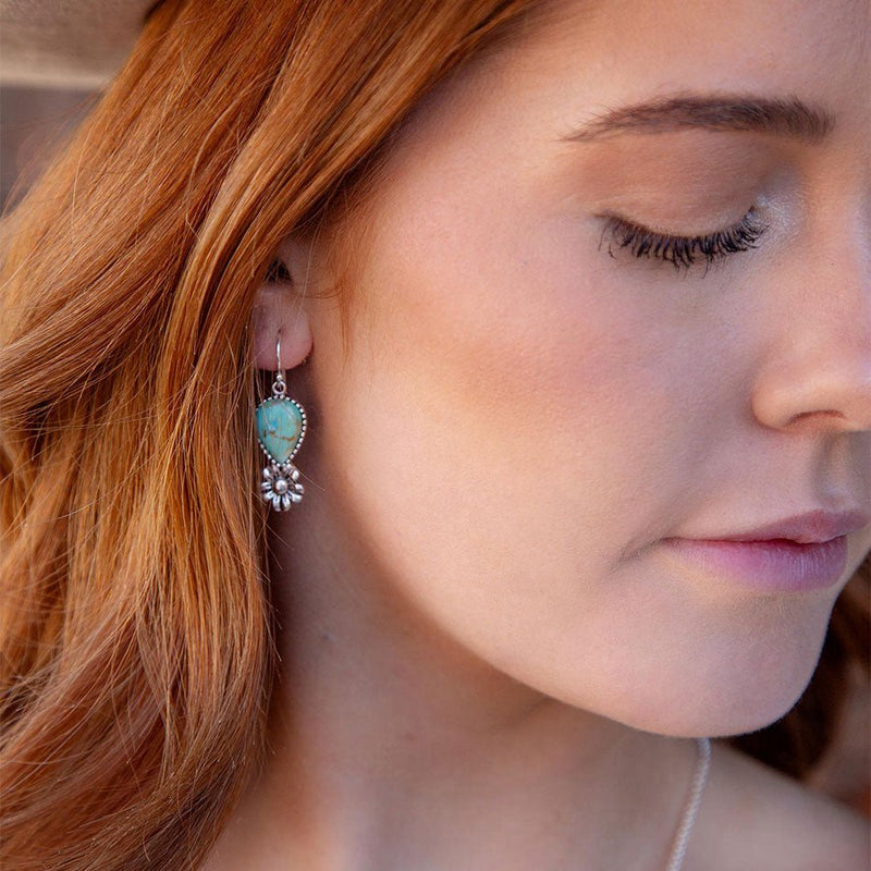 Floral Turquoise and Sterling Silver Earrings - Barse Jewelry