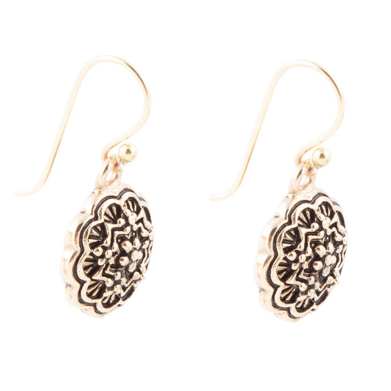 Flourished Golden Bronze Drop Earrings - Barse Jewelry