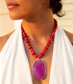 Fuchsia Sunset Purple Agate Pendant Necklace - Barse Jewelry