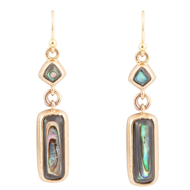 Geo Blue Abalone Golden Drop Earrings - Barse Jewelry