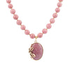 Gifted Pink Rhodonite Gold Bow Pendant Necklace - Barse Jewelry