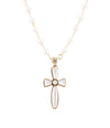 Golden Bronze Chain and White Pearl Pendant Necklaces - Barse Jewelry