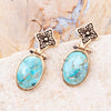 Golden Flower and Blue Turquoise Earrings - Barse Jewelry