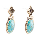 Golden Flower and Blue Turquoise Earrings - Barse Jewelry