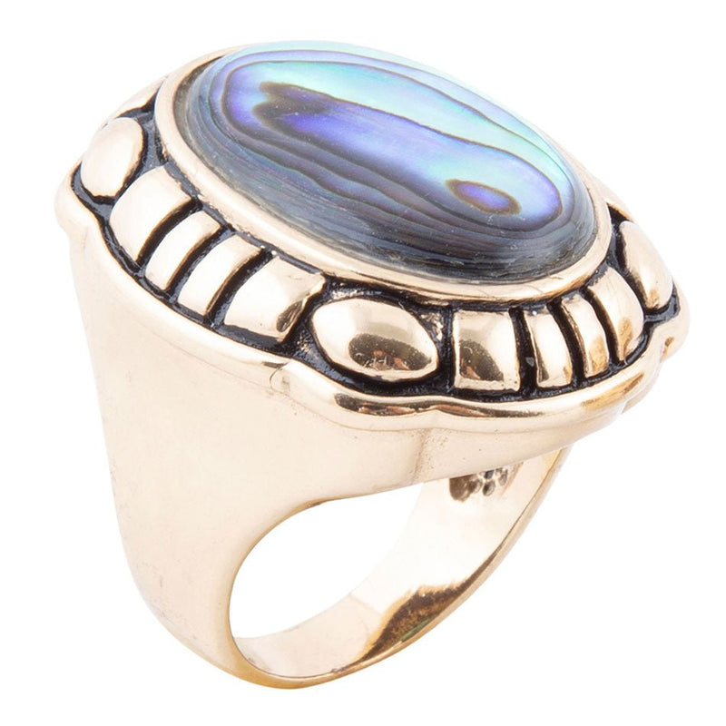 Green Abalone Golden Statement Rings - Barse Jewelry