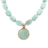 Green Amazonite Golden Lotus Pendant Necklace - Barse Jewelry