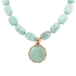 Green Amazonite Golden Lotus Pendant Necklace - Barse Jewelry