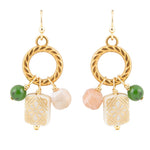 Green Jade and Pink Sunstone Golden Drop Earrings - Barse Jewelry