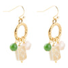 Green Jade and Pink Sunstone Golden Drop Earrings - Barse Jewelry