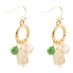 Green Jade and Pink Sunstone Golden Drop Earrings - Barse Jewelry