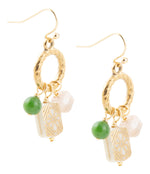 Green Jade and Pink Sunstone Golden Drop Earrings - Barse Jewelry