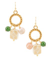 Green Jade and Pink Sunstone Golden Drop Earrings - Barse Jewelry