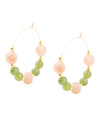 Green Jade and Pink Sunstone Golden Hoop Earrings - Barse Jewelry