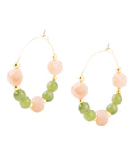 Green Jade and Pink Sunstone Golden Hoop Earrings - Barse Jewelry