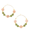 Green Jade and Pink Sunstone Golden Hoop Earrings - Barse Jewelry