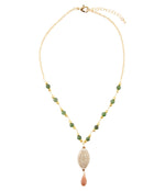 Green Jade Golden Pendant Necklace - Barse Jewelry