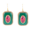 Green Onyx Stacked Red Stone Golden Drop Earrings - Barse Jewelry