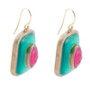 Green Onyx Stacked Red Stone Golden Drop Earrings - Barse Jewelry